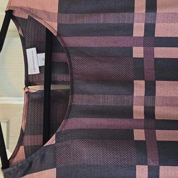 LIZ CLAIBORNE WOMENS CREWNECK PULLOVER PLUS SIZE PURPLE & BLACK TOP SIZE 3X - Picture 3 of 14